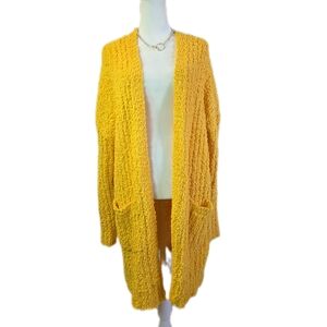 NWT Cozy Yellow Open-Front Popcorn Cardigan